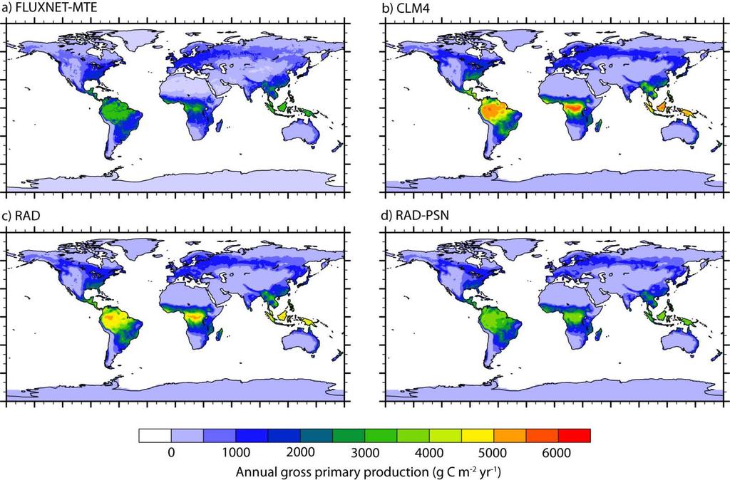 1. Introduction Gross primary production bias 3 Control Radiative transfer for sunlit and shaded canopy Radiative transfer and photosynthesis FLUXNET-MTE data from Martin Jung and