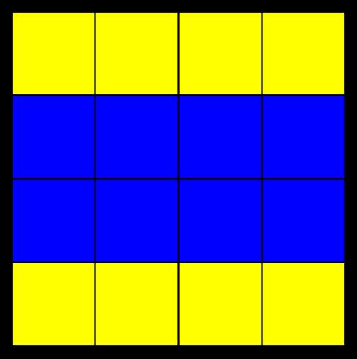 Sftsoc that P also alternates blue and yellow squares.