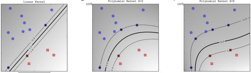Polynomial Kernels this is in contrast with C: smaller C =>