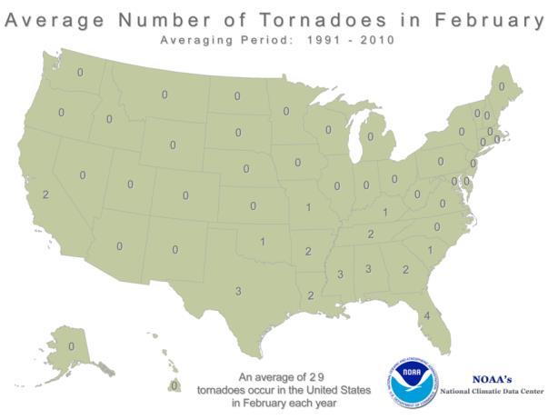 February Tornadoes A tornado is part of a severe thunderstorm, and can occur at any place on Earth.