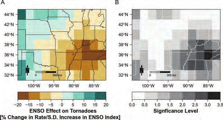 James B. Elsner, et al., Int. J. of Safety and Security Eng., Vol. 6, No. 1 (2016) 7 Figure 4: ENSO effect on tornadoes.