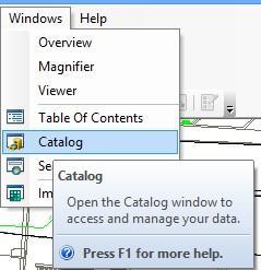 Create a Geodatabase for your Project Information Open ArcCatalog and you ll see popups appear on
