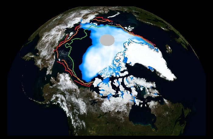 Ice Loss in 2007 Extended Further Into Central Arctic 2007 also saw the Opening of the NWP 2005