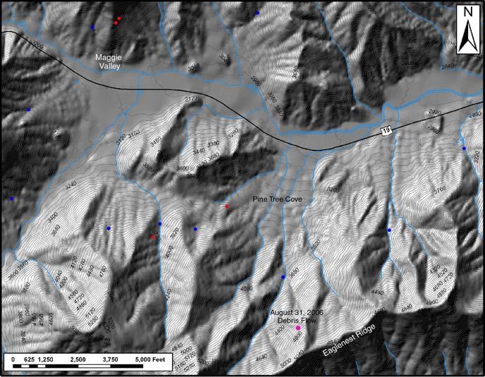 Figures Figure 1. Location map showing initiation point of the August 31, 2006 embankment failure-debris flow (pink circle).