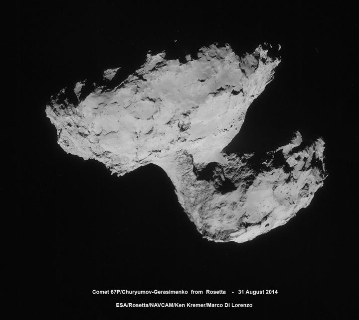 Comet 67P Another example, for the case of weak gravity - the ESA