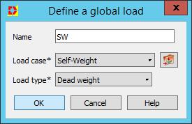 2.3 Loads In addition to the Pressure Load we consider the dead weight as a global load.