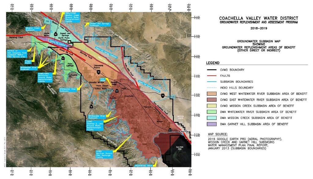 Coachella Valley Groundwater Replenishment and Assessment Programs CVWD Areas of Benefit West Whitewater River Subbasin 1980 Mission Creek Subbasin