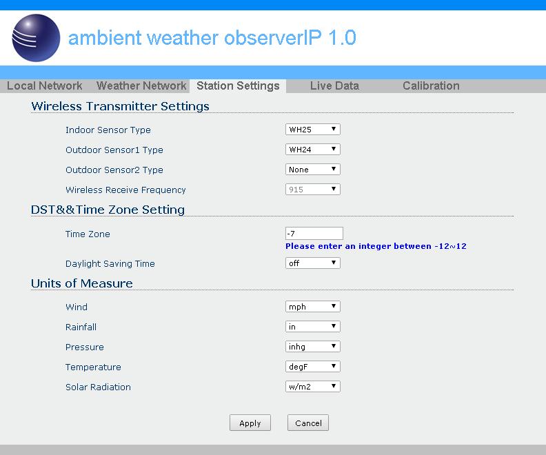 Figure 11 3.8 Live Data Select the Live Data tab to view your live data from the weather station.