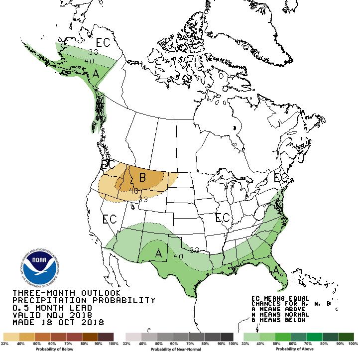 The bottom left image shows the 3-month precipitation outlook