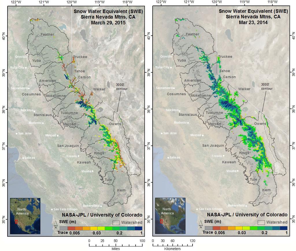 Real Time Snow Water Equivalent (SWE) Simulation March 29, 2015 Sierra Nevada Mountains, California Introduction We have developed a real-time SWE estimation scheme based on historical SWE