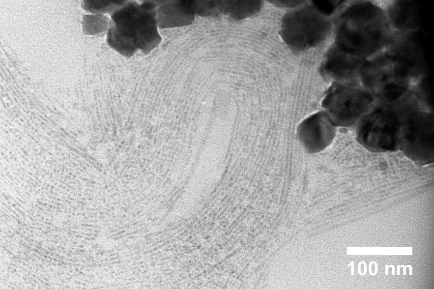 Fig. S1 Low- magnification TEM image of the mixed particle colloidal solution