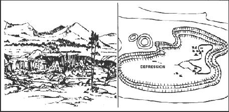 Map Terrain Feature Depression: A depression is a low point in the ground or a sinkhole.