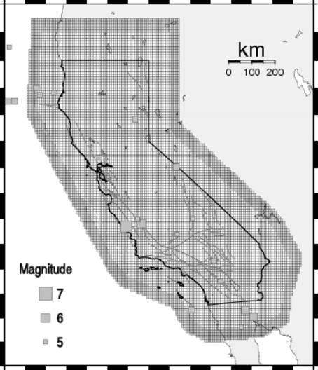 Regional Earthquake Likelihood Model (RELM) experiment in California Nineteen 5-year forecasts Target eqks M ANSS 4.