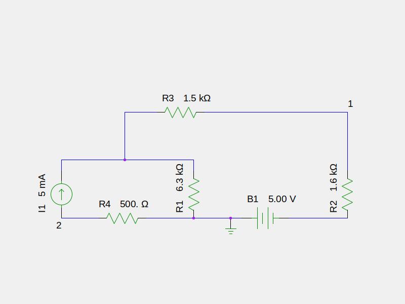 Part Two Use the following circuit for questions 6-10: 6) a) What is the potential difference between nodes 1 and 2? (1 point) b) What is the current through R1?