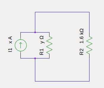 9) a) Find values for x and y such that the new circuit is identical to the old circuit for R2 (½ point each, max 1 point). b) Fill in the blank: This new circuit is the equivalent circuit (1 point).