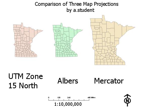 Create a map with all three Minnesota projections We wish to create a map with all three projections: Lab 2: Projections remove any default layers that might be loaded.