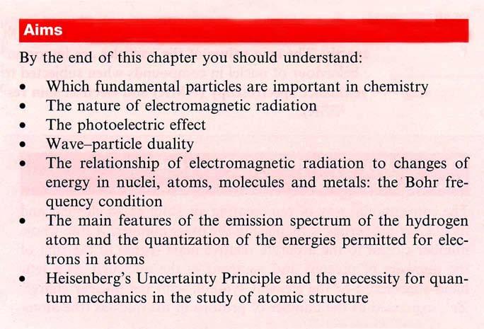 Atomic Particles, Photons and the Quantization of Electron Energies; Heisenberg s Uncertainty Principle As an introduction to the main topics of this book - atomic structure and the periodicity of