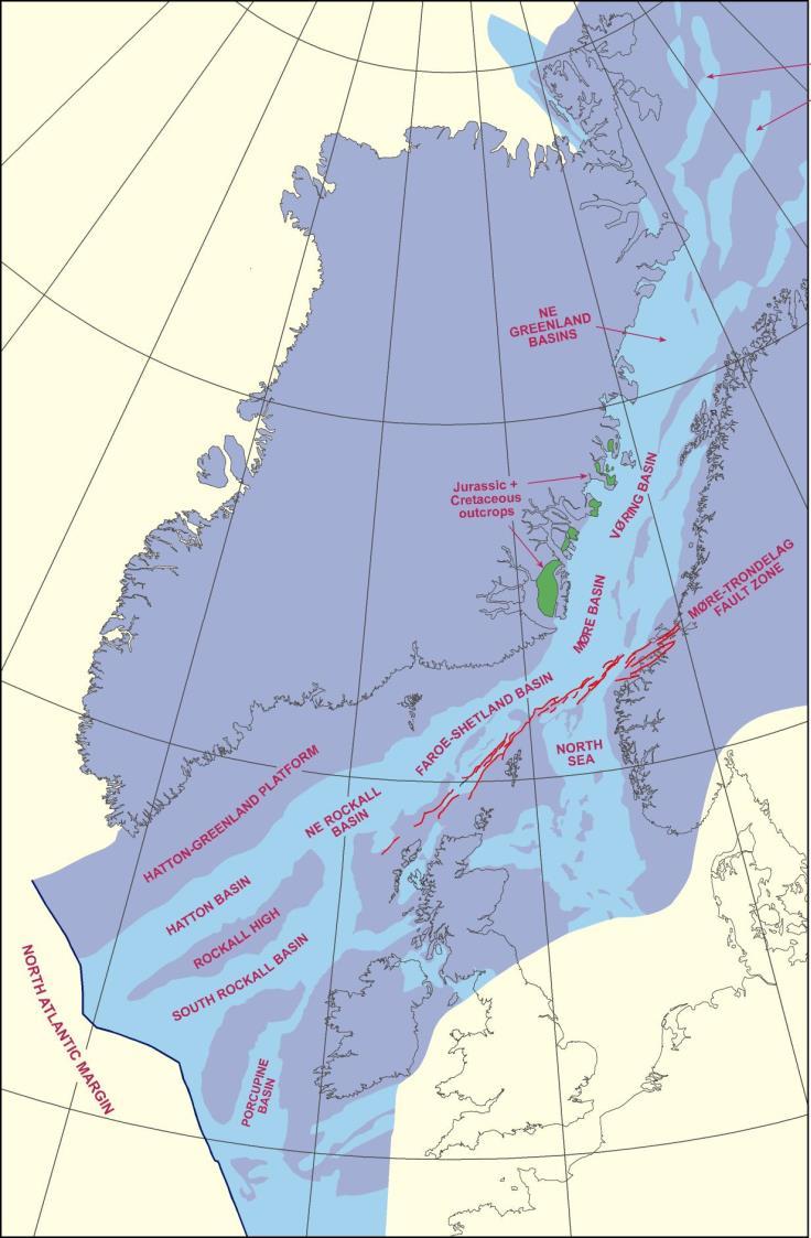 NE Atlantic Margin Plate Reconstruction at 140 Ma Exhumed Barents Sea Basins Early Ypresian (54 Ma) Rockall High Faroes - Shetland Basin