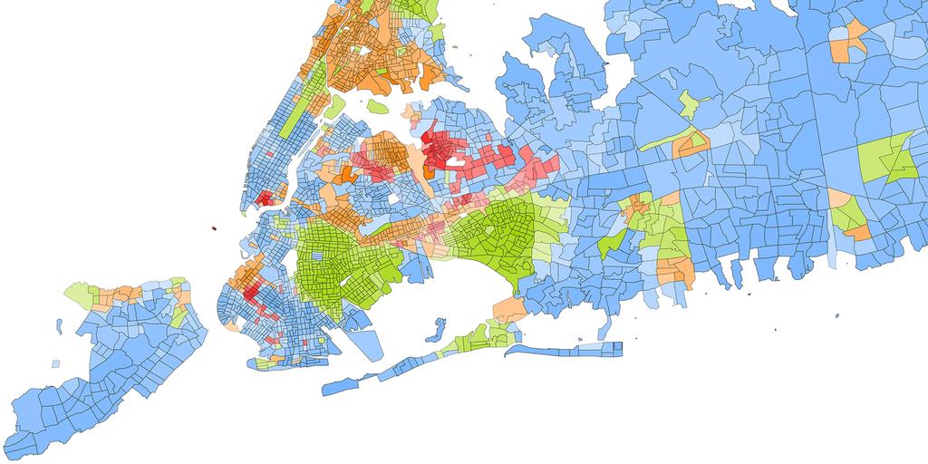Title Suppressed Due to Excessive Length 3 (a) New York (b) Los Angeles (c) Chicago Fig. 1: Figure shows racial segregation maps for (a) New York City, (b) Los Angeles, and (c) Chicago.