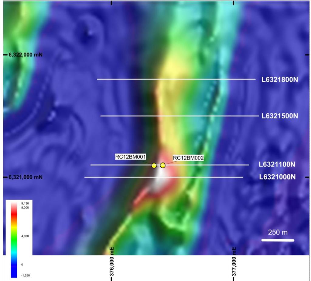Ground magnetic data acquired over the Braemar E anomaly, identified by CAP as Area D, (Figure 6) indicates potential for greater structural complexity.