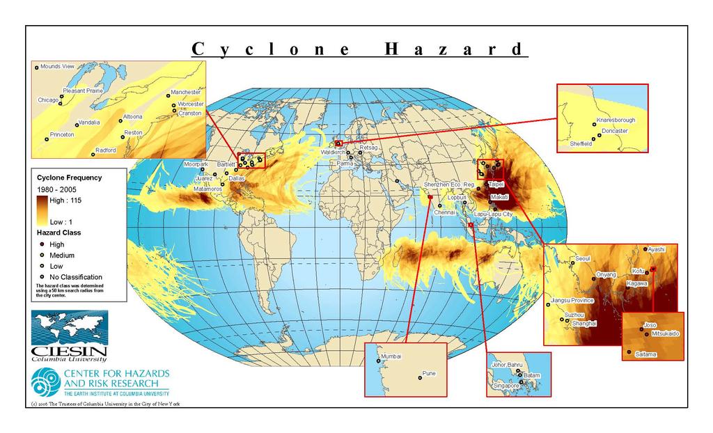 Exposure to Cyclones Source: Dilley, M., R.S Chen, U. Deichmann, A. Lerner-Lam and M.