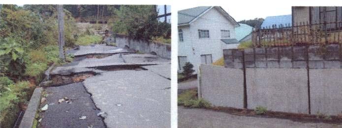 8 Upper side of slide DAMAGE CAUSED BY LIQUEFACTION In the 2004 earthquake, liquefaction occurred in the vicinity of the Kariyata River, a branch of the Shinano River.