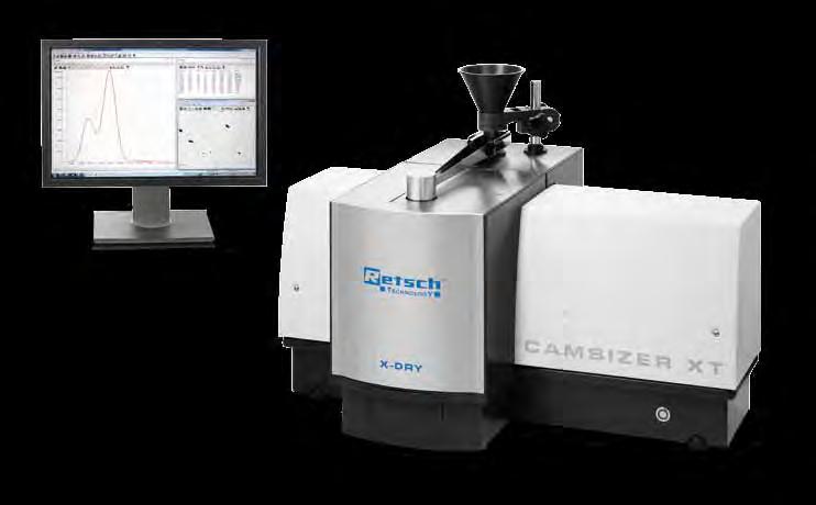 for the detection of broken particles, twinnings or aggregations) Very short time of 1 to 3 minutes Excellent reproducibility Modular system X-Change for dry and wet dispersion Measurement results