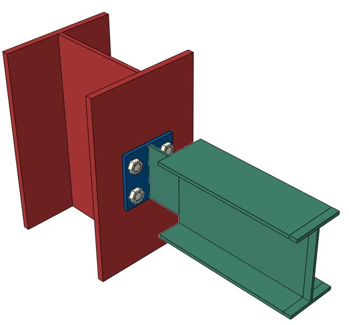 (a) Figure 5-1: Double-coped beam finite element model assembly: (a) Beam bolted to a column flange and (b) Beam welded to a girder web (b) The components are created individually in Abaqus using