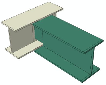 The double-coped beam was created as a three-dimensional part generated by sketching an I-shaped section and extruding it by a certain length.