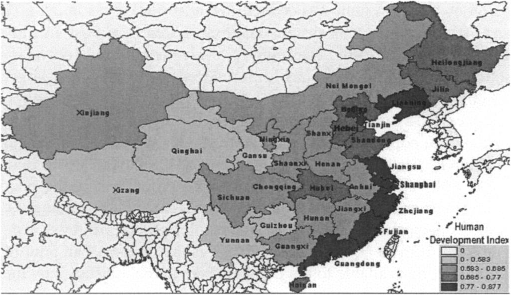 PRINCIPAL COMPONENT ANALYSIS IN CHINA 3 25 Figure 1. The 1997 Human Development Index of China. Human Development Reports (Lai, 2000).