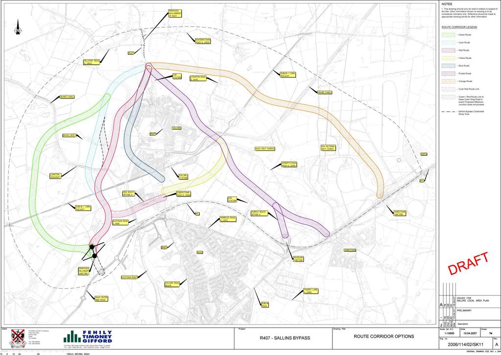 Figure 1 Bypass Options Proposed Alignments Sallins Bypass Gifford