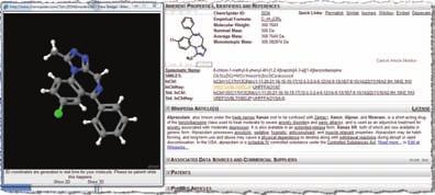 Free online resources:layout 1 14/1/10 19:53 Page 36 Figure 3 ChemSpider provides links to Wikipedia articles, links out to the original data sources and commercial suppliers, links out to patents