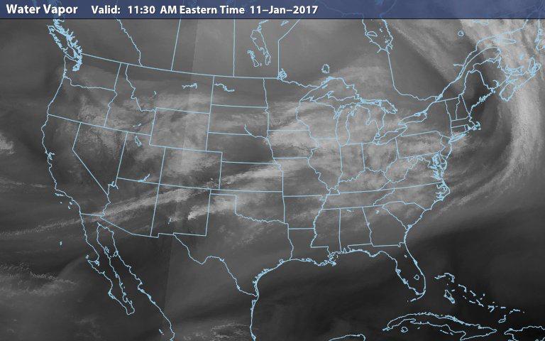 Forecast Tools: Satellite Water Vapor Channel (IR) Imagery - long-wave radiation emitted