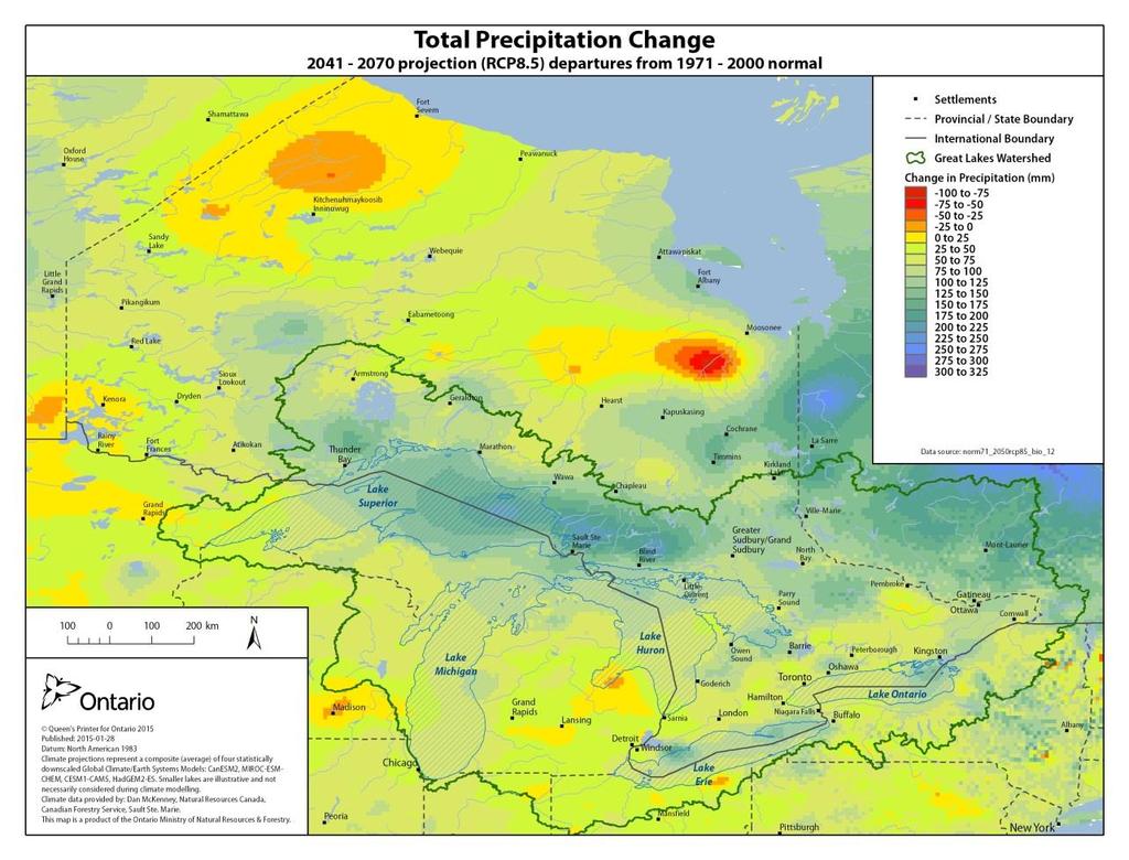 Great Lakes basin may become progressively wetter by the 2050s More