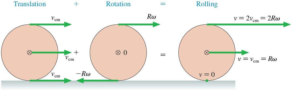 Rolling Without Slipping The figure below shows how the velocity vectors at the top, center, and bottom of a rolling
