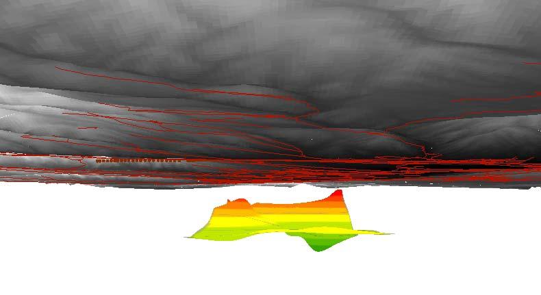 Characterization of the Upper Arkansas Valley - 2007 100 Figure 6.C.2: The 3D colored surface plot is a contour map of the Precambrian basement rock.