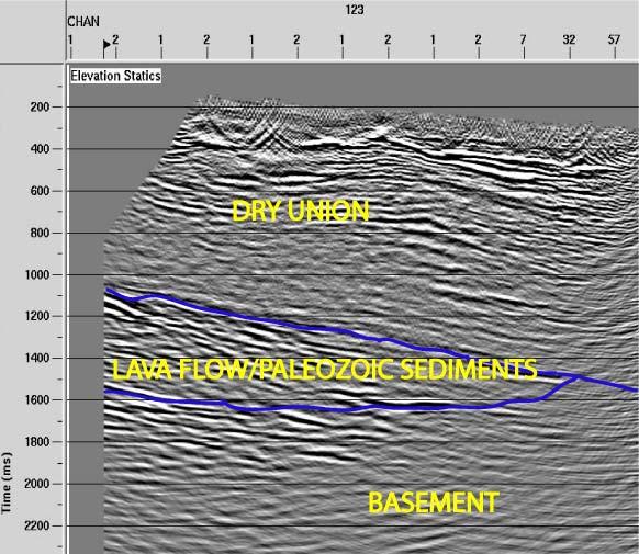 Characterization of the Upper Arkansas Valley - 2007 94 Figure 6.A.8 The figure above is the seismic profile from the 2007 South Seismic Line.
