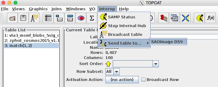 Interop using DS9 In DS9: File SAMP