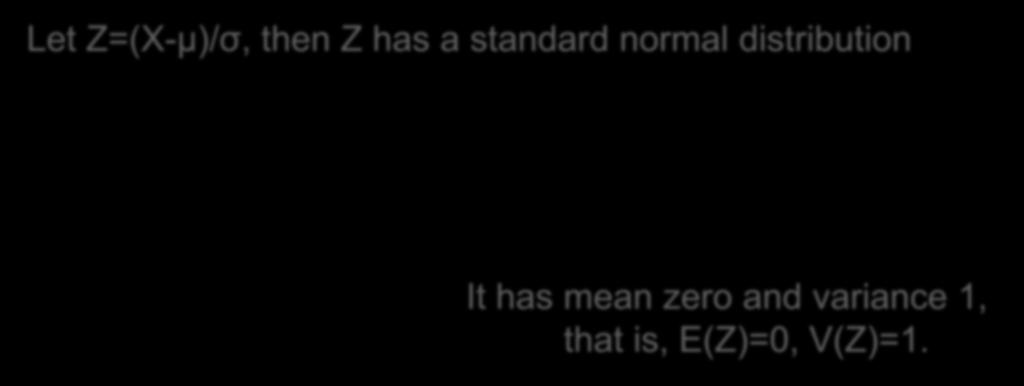 Standard Normal Distribution Let