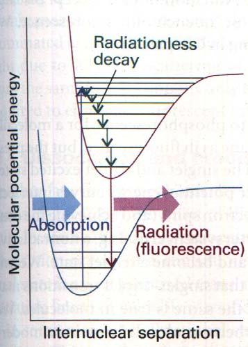 4.4.5 Fluorescence radiation The excited molecule: - is subject to collisions with the surrounding