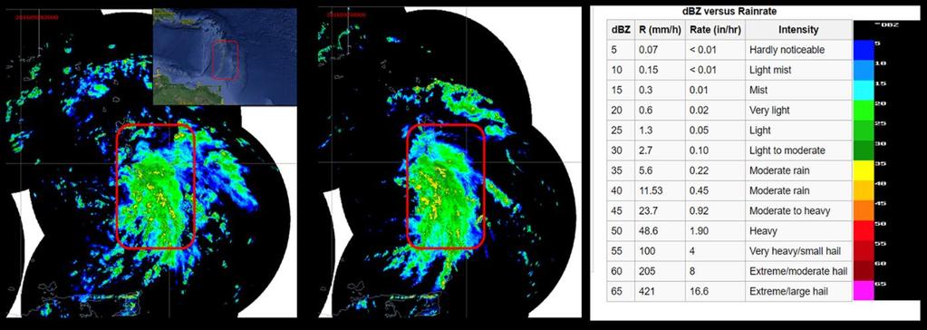 Figure 4 Reflectivity maps of Caribbean radar composite (source: