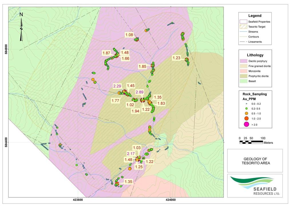 Figure 3: Plan View of Rock Sampling at Tesorito All related maps and sections related to Tesorito will be made available on the Company's website at www.sffresources.com.