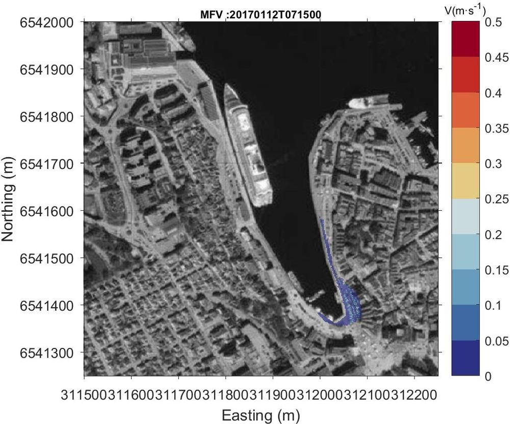 4. Storm surge Early Warning System at Regional and Local scale (Stavanger): Example of application LOCAL INUNDATION-EROSION MODEL: STAVANGER MAXIMUM FLOW VELOCITY (MFV)