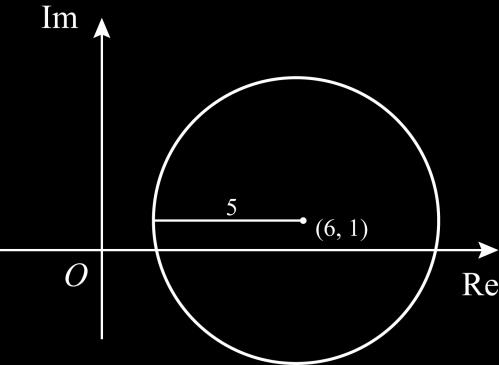 States or implies that length of the opposite side is 5 (the radius of the circle). () M1.a TBC Calculates the length of the hypotenuse of this triangle is 106.
