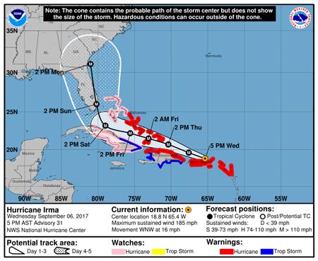 Impact of Hurricane Irma -predictions, cont.