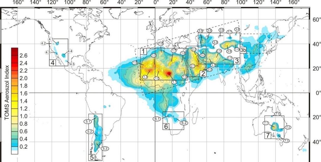 Fig. 1 shows the long-term spatial distribution of dust storms, which are the sources of dust transport depositing in Europe.