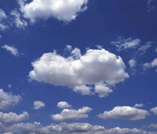 Cumulus clouds are fluffy, white clouds with flat bottoms.