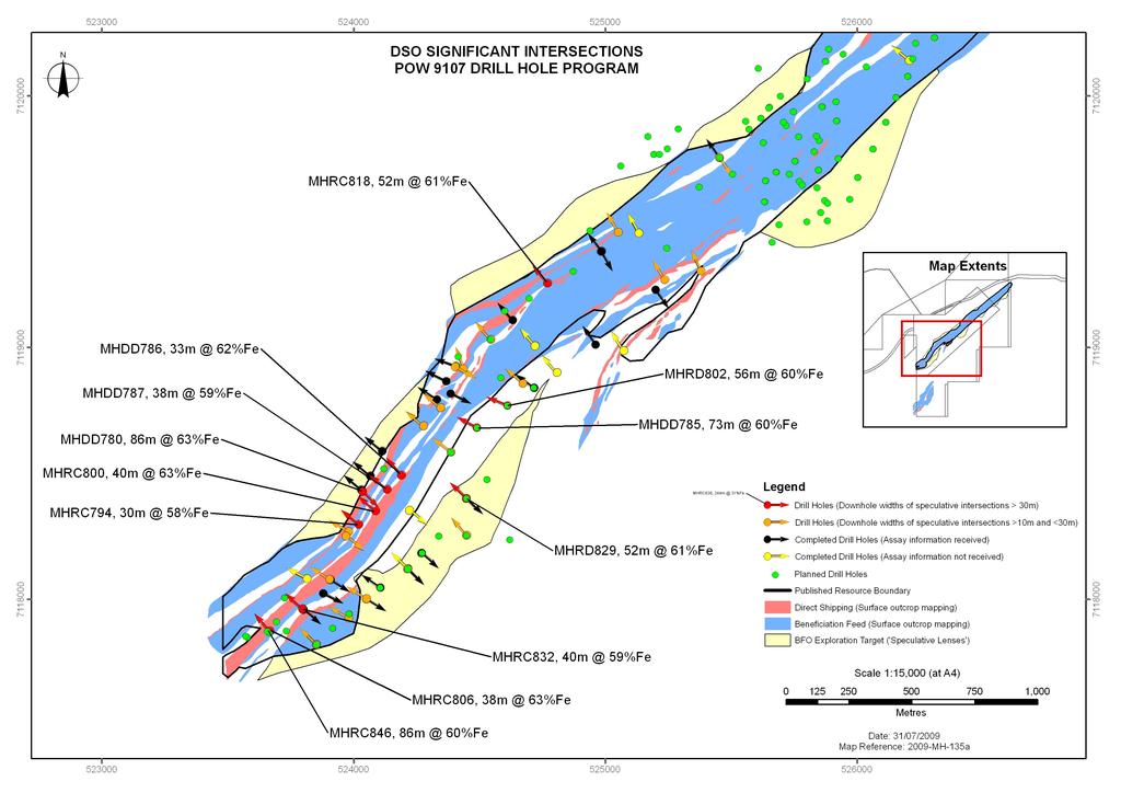 Drilling Results The BFO Exploration Targets form continuous lenses on the western and eastern flanks of the established Jack Hills resource.