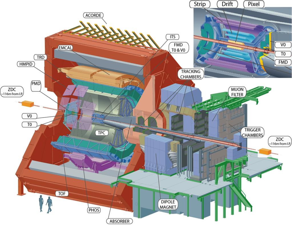 ALICE detector IS (Inner racking System) six cylindrical layers of silicon detectors, η < 0.