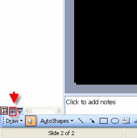 13. Click on the icon in the bottom left corner to switch to the slide sorter view. 14.